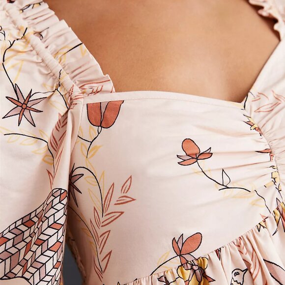 02 Anthropologie Let Me Be poplin babydoll blouse NWT Size Medium - Picture 4 of 11